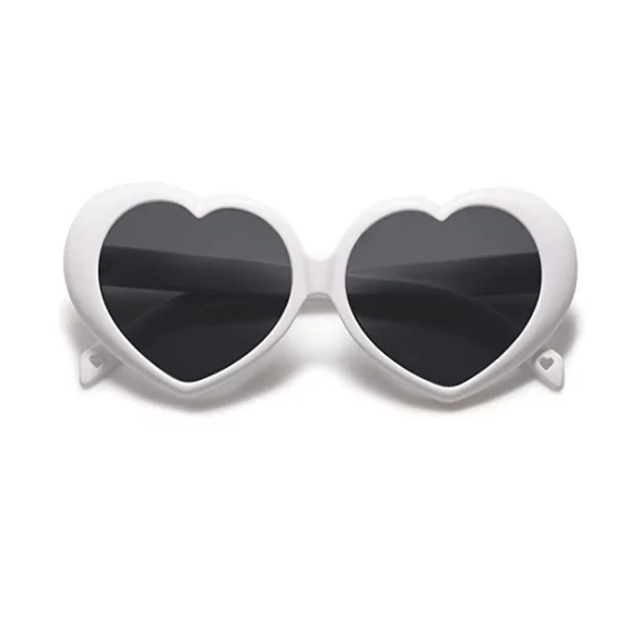 New White Womens Heart Shaped Sunglasses Vintage Retro Glasses Heart Sunglasses Womens Retro Vintage Heart Shape Rimless  main image 3